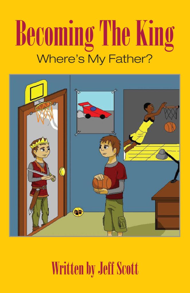 Cover image of a young boy holding a basketball and looking at his reflection in the mirror as if he is a young prince holding a sword... a king in the making.
