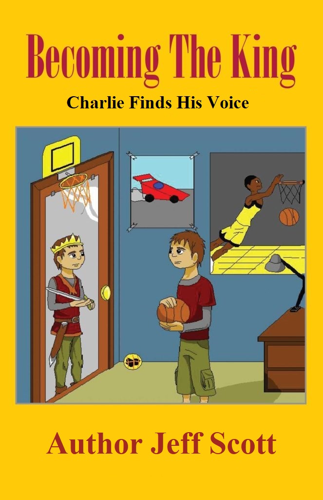 Cover image of a young boy holding a basketball and looking at his reflection in the mirror as if he is a young prince holding a sword... a king in the making.