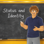 Charlie standing in front of a classroom chalk board